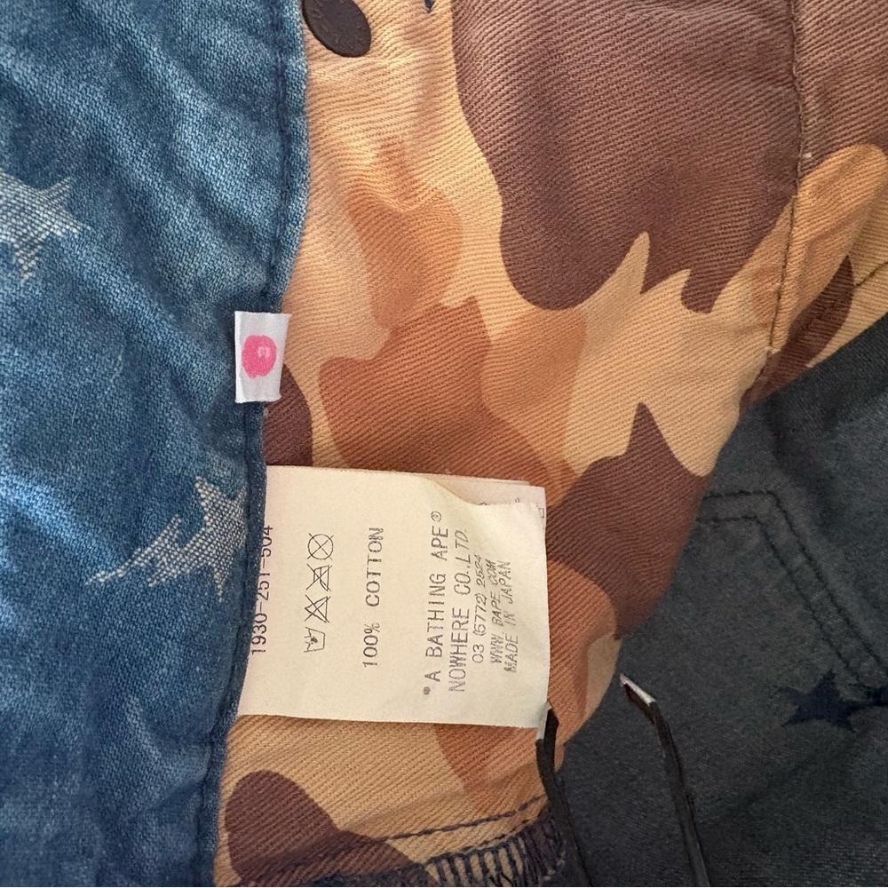 BAPE Women sz S BAPESTA Print Low Rise Denim Shorts A Bathing Ape Japan - Picture 6 of 11